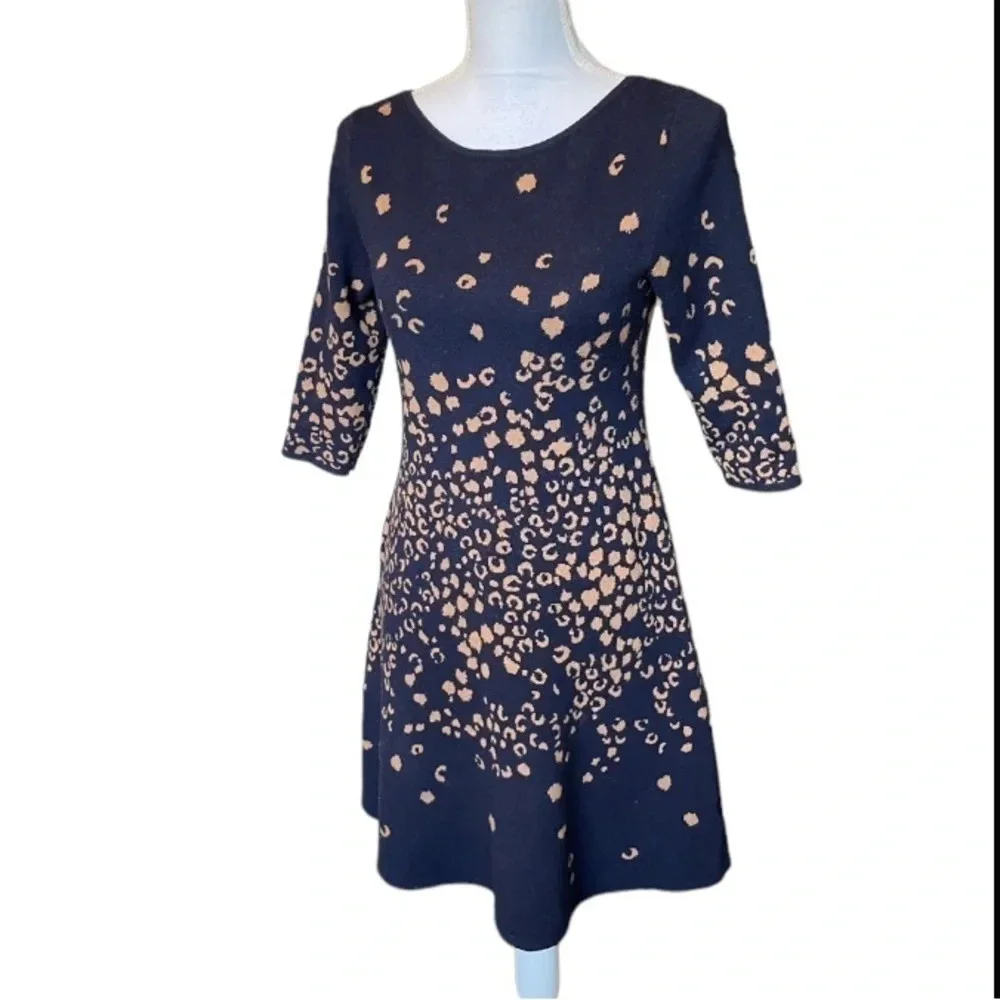 Anthropologie Dress Womens XS Maeve Sweater Animal Print Warm Scoop Back Y2K - Picture 6 of 15